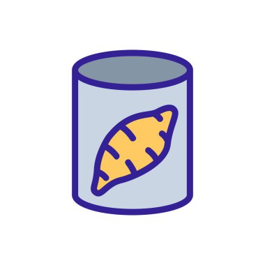 Tatlı patates ikonu vektörlü teneke kutu. Tatlı patates tabelalı teneke kutu. renk sembolü çizimi