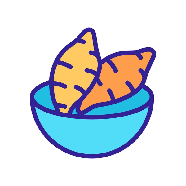 Süßkartoffel Schüssel Icon Vektor Süßkartoffeln Schälchen Farbige Symbolabbildung — Stockvektor