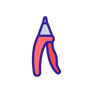 Giyotin tipi tırnak makası ve el tutuş ikonu vektörü. Giyotin tipi tırnak makası ve el tutuşu işareti. renk sembolü çizimi