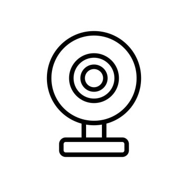 Kamera simgesi vektörünü incele. Çalışma kamerası işareti. izole edilmiş sınır sembolü çizimi