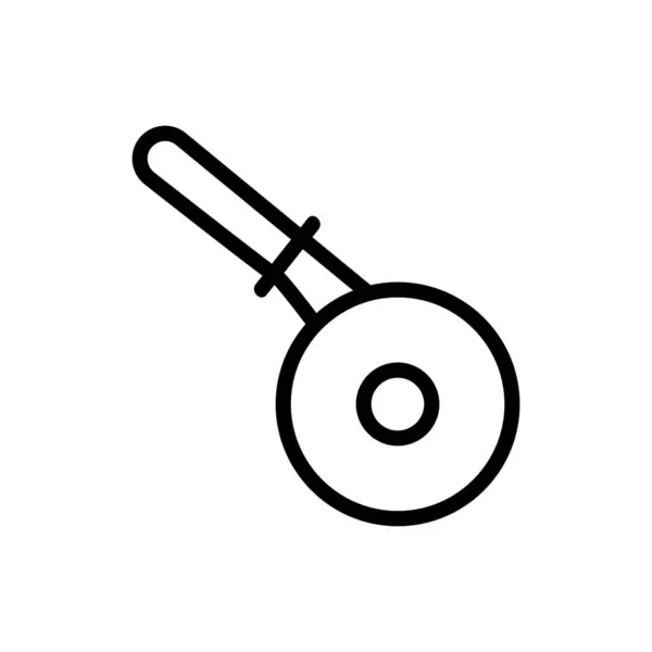 Icon Vektor Für Das Pizzaschneiden Pizzaschneidewerkzeugschild Isolierte Kontursymboldarstellung — Stockvektor