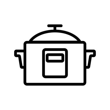 Güveç kabı mutfak ikonu taşıyıcısı. Tencere dibin kara seninki benden kara. izole edilmiş sınır sembolü çizimi