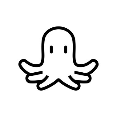 Kısa su dokunaçları ikon vektörlü ahtapot. Kısa su dokunaçlı ahtapot işareti. izole edilmiş sınır sembolü çizimi