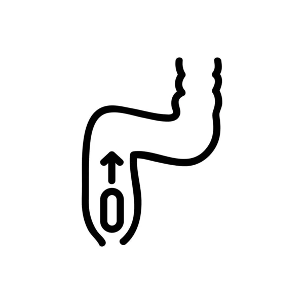 直腸アイコンベクターの異物感 直腸の兆候で外国人の身体感覚 孤立した輪郭記号図 — ストックベクタ