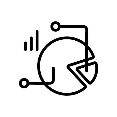 Pasta grafiği analiz ikonu vektörü. Pasta grafiği analiz işareti. izole edilmiş sınır sembolü çizimi