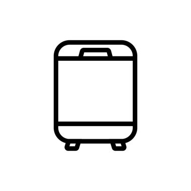 Kapalı makyaj buzdolabı ön görünüm ikon vektörü. Kapalı makyaj dolabı ön manzara tabelası. izole edilmiş sınır sembolü çizimi