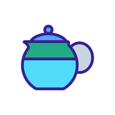 Çay ikonu vektörü doldurmak için seramik çaydanlık. Çay tabelası koymak için seramik çaydanlık. renk sembolü çizimi