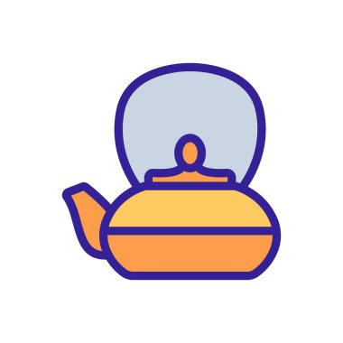 Büyük ikon vektörlü küçük çaydanlık. Geniş ağızlı küçük çaydanlık. renk sembolü çizimi