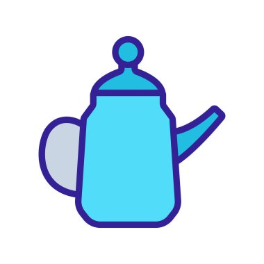 Sıcak sıvı ikon vektörü için porselen kaplar. Sıcak sıvılar için porselen tabaklar. renk sembolü çizimi