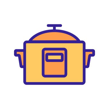 Güveç kabı mutfak ikonu taşıyıcısı. Tencere dibin kara seninki benden kara. renk sembolü çizimi