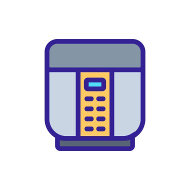 Birçok özellik simge vektörüne sahip multicooker. Birçok özelliği olan çokçular. renk sembolü çizimi