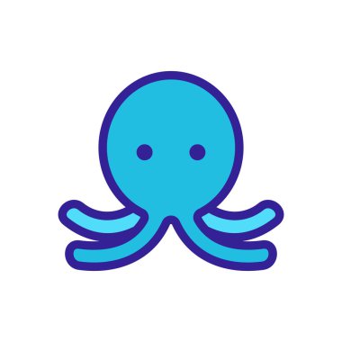 Dört dokunaçlı mürekkep balığı ve devasa bir kafa ikonu vektörü. Dört dokunaçlı mürekkep balığı, kafasında kocaman bir işaret var. renk sembolü çizimi