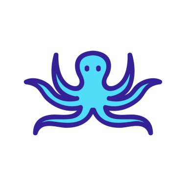 Uzun dokunaç ikon vektörlü kalamar. Uzun dokunaçlı mürekkep balığı işareti. renk sembolü çizimi