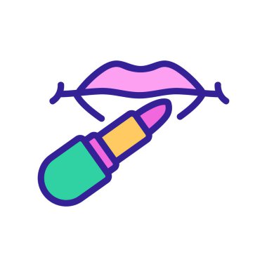 Kadın dudak simgesi vektörüne ruj sürüyorum. Dudak izine ruj sürüyorum. renk sembolü çizimi