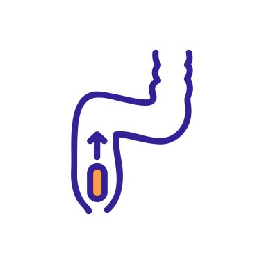 Rektum ikon vektöründe yabancı cisim hissi. Rektum işaretinde yabancı cisim hissi. renk sembolü çizimi