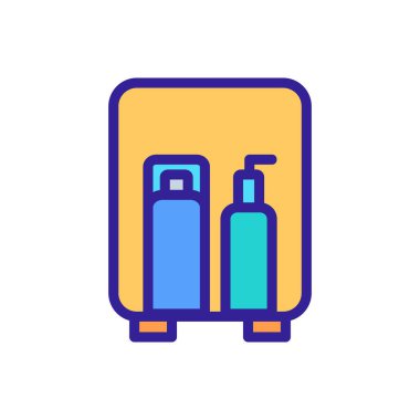 Buzdolabı ikon vektöründe kozmetik ürünler. Kozmetik ürünleri buzdolabı tabelasında. renk sembolü çizimi