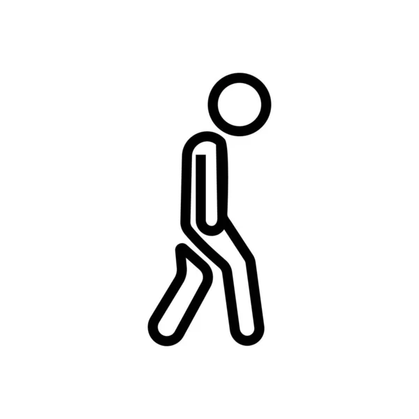 驼背行走的人图标矢量 弯腰驼背走路的人标志 孤立等高线符号图解 — 图库矢量图片