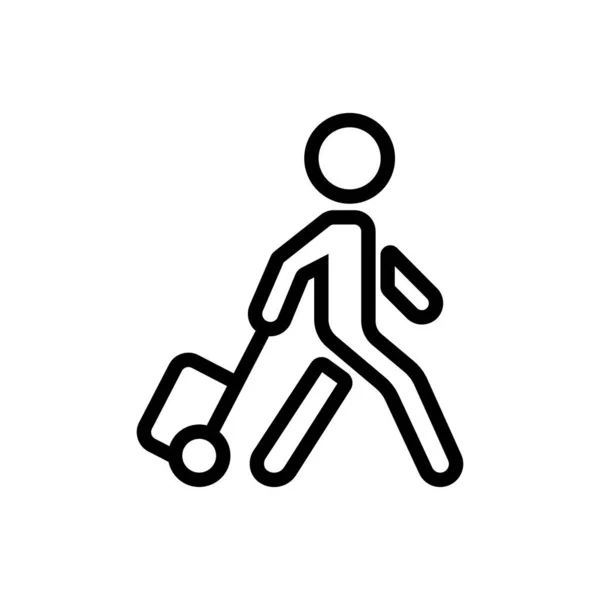 Hombre Movimiento Con Maleta Las Ruedas Vector Icono Hombre Movimiento — Vector de stock