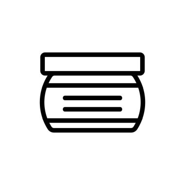 Kapak ikon vektörlü krema kavanozu. Kapak işaretli bir kavanoz krema. izole edilmiş sınır sembolü çizimi