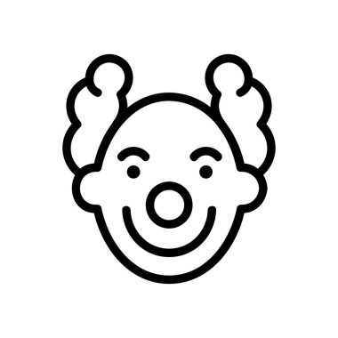 Kıvırcık saçlı bir sirk karakteri. Kıvırcık saçlı bir sirk karakteri. izole edilmiş sınır sembolü çizimi