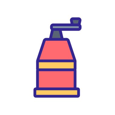 Manüel kahve öğütücü ikon vektörü. Manüel kahve öğütücüsü işareti. renk sembolü çizimi