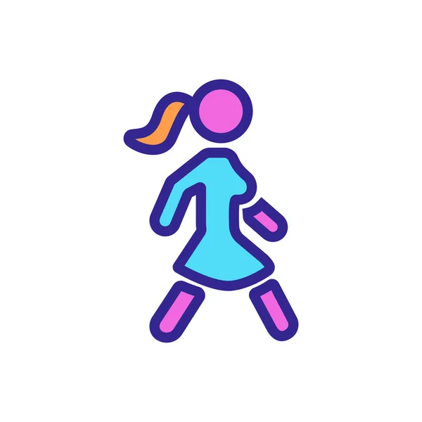 Andando Vetor Ícone Menina Movimento Sinal Menina Andando Movimento Ilustração — Vetor de Stock