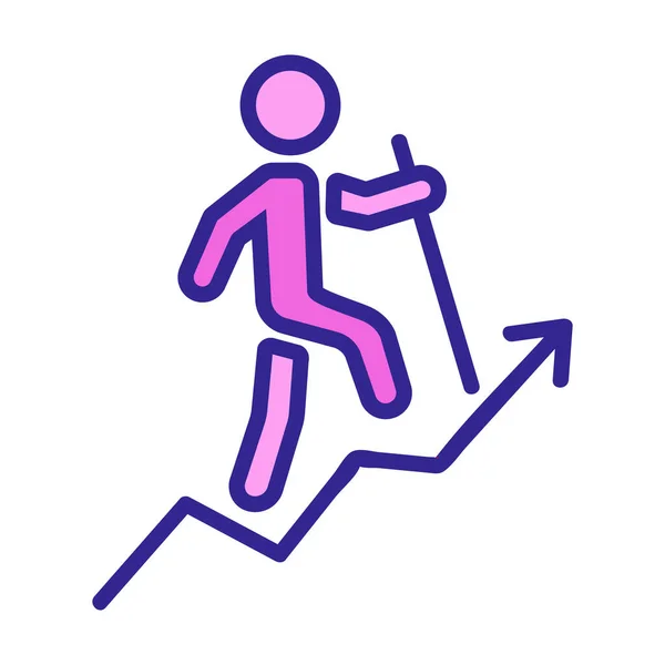 Hombre Encabezando Carrera Escalera Icono Vector Hombre Encabezando Cartel Carrera — Archivo Imágenes Vectoriales