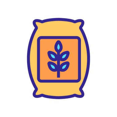 Bir torba dolusu pirinç ikonu vektörü. Bir torba pirinç tabelası. renk sembolü çizimi