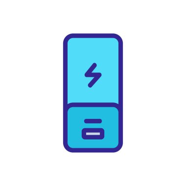 Bir aygıt simgesi vektörü için banka şarj ediliyor. Bir cihaz işareti için bankadan para alıyorlar. renk sembolü çizimi