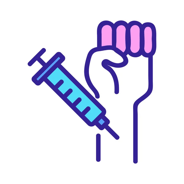 Injectie Hand Icoon Vector Injectie Hand Teken Kleur Symbool Illustratie — Stockvector