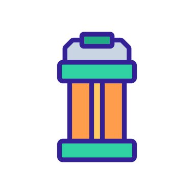 Taşınabilir lamba ve ahşap saplı ikon vektörü. Taşınabilir lamba ve ahşap saplı işaret. renk sembolü çizimi