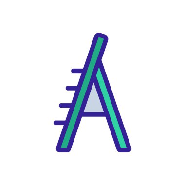 Yan görünüm ikon vektörlü tek taraflı merdiven. Tek taraflı merdiven ve destek levhası. renk sembolü çizimi