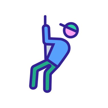 Adam halat ikon vektörüne tırmanıyor. Adam ip tabelasına tırmanıyor. renk sembolü çizimi