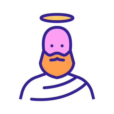 Azizlerin simge taşıyıcısı arasında halo ile kutsaldır. Azizler arasındaki halenin kutsal işareti. renk sembolü çizimi