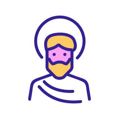 Aziz ikon vektörünün halesi olan kutsal yüz. Aziz işareti olan kutsal yüz. renk sembolü çizimi