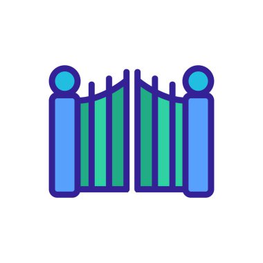 Demir giriş kapısı ikon vektörü. Demir giriş kapısı tabelası. renk sembolü çizimi