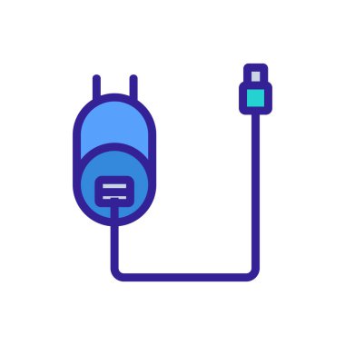 Parçalara ayrılmış güç kaynağı ve kablo ikonu vektörü. Parçalara ayrılmış güç kaynağı ve kordon işareti. renk sembolü çizimi