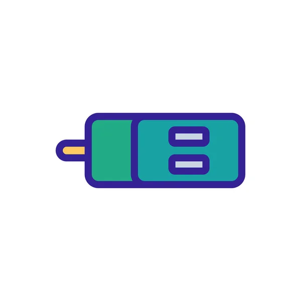 Square Power Unit Two Charging Slots Icon Vector Square Power — Stock Vector