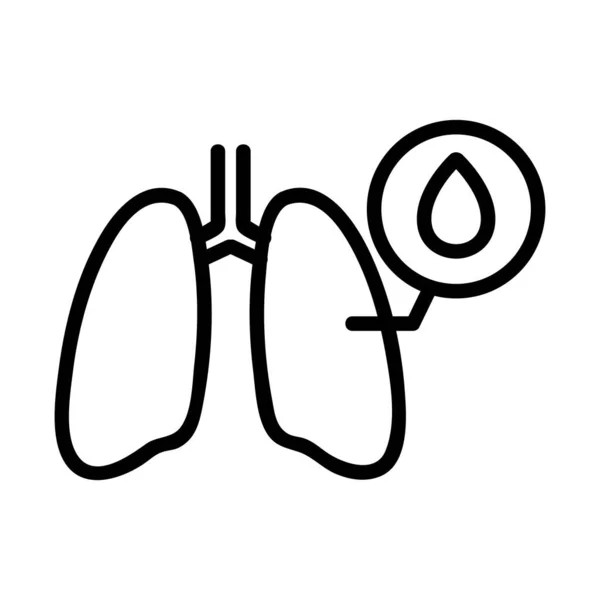 肺のアイコンベクトルの流体です 肺の中の液体だ 孤立した輪郭記号図 — ストックベクタ