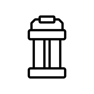 Taşınabilir lamba ve ahşap saplı ikon vektörü. Taşınabilir lamba ve ahşap saplı işaret. izole edilmiş sınır sembolü çizimi