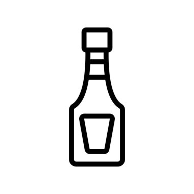 Şişede domates sosu ve kapak ikonu vektörü. Şişede domates sosu ve kapak işareti. izole edilmiş sınır sembolü çizimi