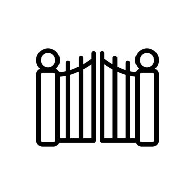 Demir giriş kapısı ikon vektörü. Demir giriş kapısı tabelası. izole edilmiş sınır sembolü çizimi