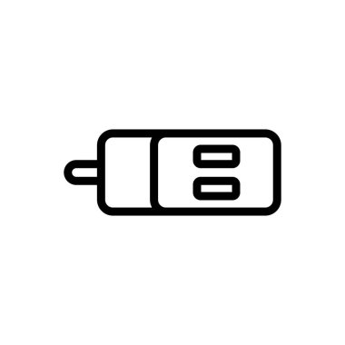 İki şarj yuvası ikon vektörlü kare güç birimi. İki şarj yuvası işareti olan kare güç ünitesi. izole edilmiş sınır sembolü çizimi