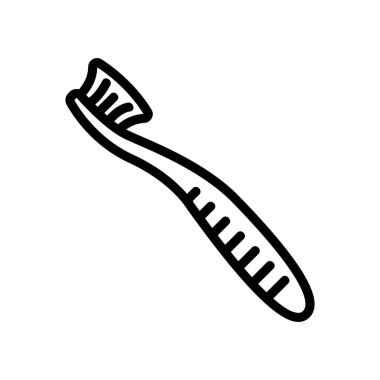 Rahat mekanik plastik diş fırçası ikonu vektörü. Rahat mekanik plastik diş fırçası işareti. izole edilmiş sınır sembolü çizimi