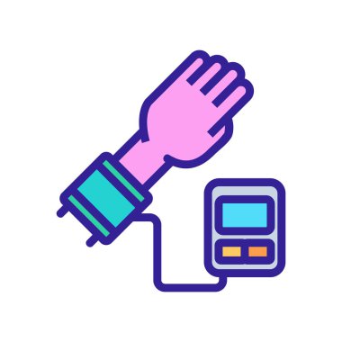 Tonometre manşet ikon vektör taslağı çizimi olan el