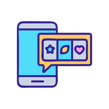 Kumarhane ve telefon ikonu vektörü. Kumarhane işaretinin üstünde. renk sembolü çizimi