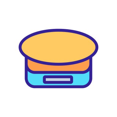 Platform ikon vektörüyle ticaret için elektrik ölçekleri. Platform tabelasıyla ticaret için elektrik terazisi. renk sembolü çizimi