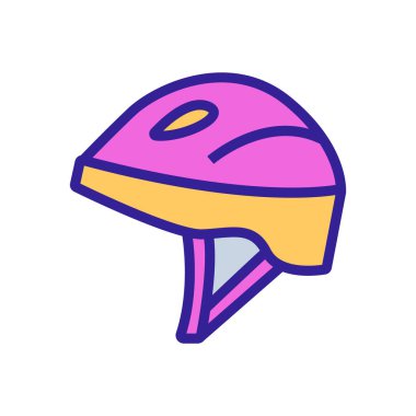 Otomatik yarış ikonu vektörü için kafaya kaskı tak. Otomobil yarışı tabelası için başındaki güvenlik kaskı. renk sembolü çizimi