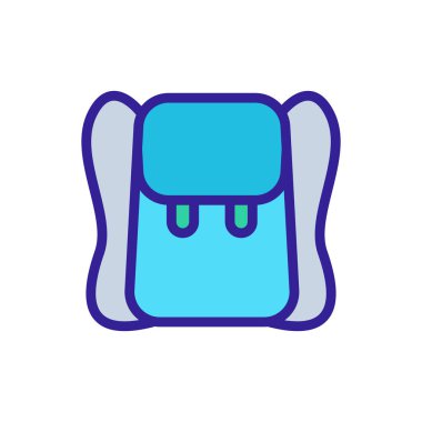 Düz deri sırt çantası ikon vektörü. Düz deri tabela. renk sembolü çizimi