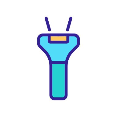 Lazer barkod tarayıcısı yan görünüm ikon vektöründe. Lazer barkod tarayıcı eylem kenarı göstergesinde. renk sembolü çizimi